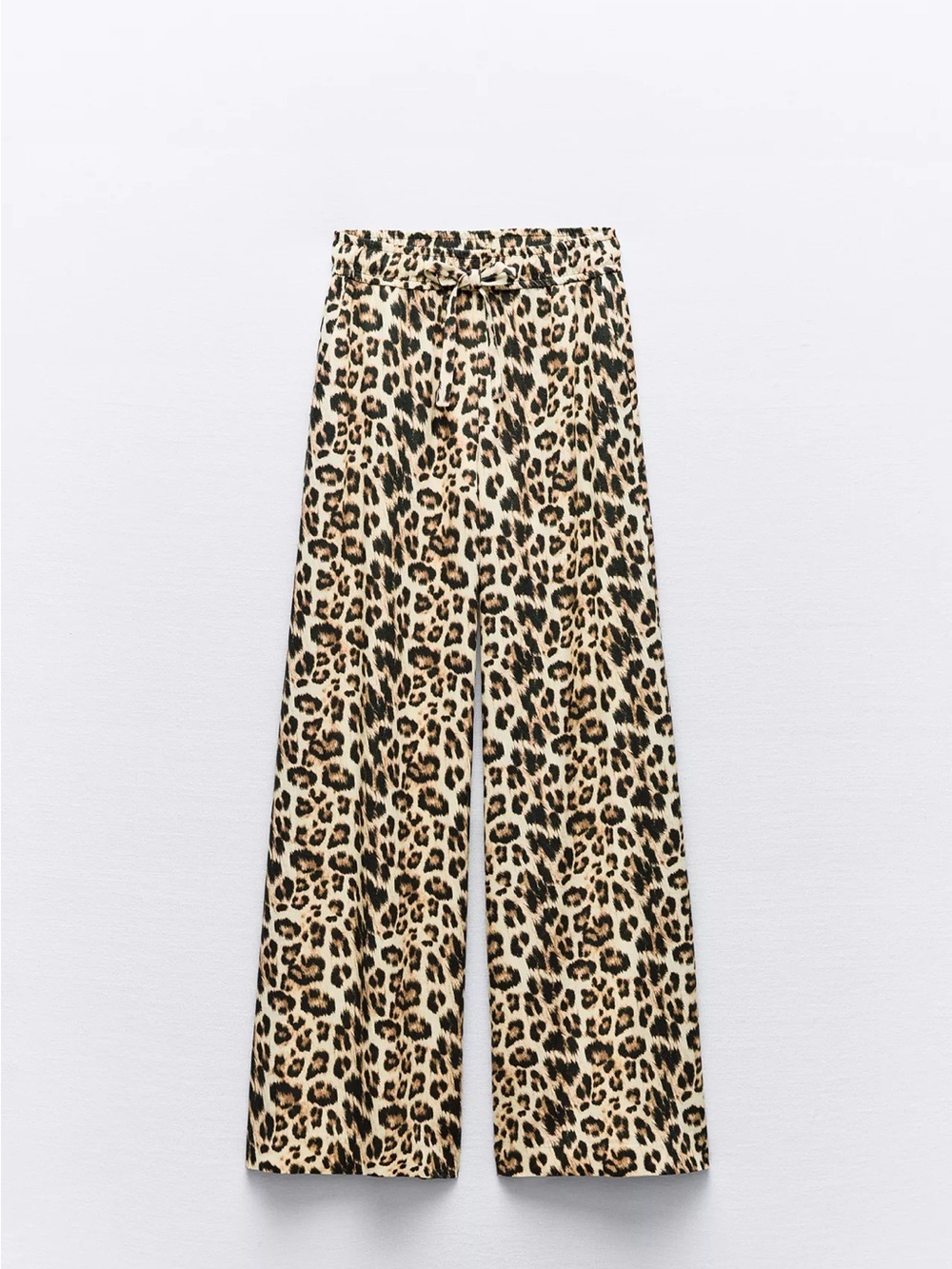 Zara Leopard-Print Wide-Leg Pants - Beige/Black